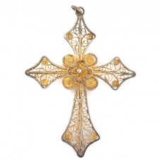 Pandant cruce din argint filigranat și aurit | manufactură de atelier portughez |  cca.1970 Pandant cruce din argint filigranat și aurit | manufactură de atelier portughez |  cca.1970