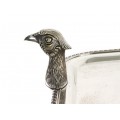 Impresionantă tavă pentru prezentarea preparatelor vânătorești | alamă și cupru argintat | atelier Teghini - Firenze cca 1950