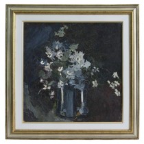 Pictură veche românească |  Flori de primăvară în carafă | ulei pe carton | cca. 1960