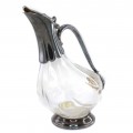 Elegant decantor modernist  elaborat în stil de inspirație Art Nouveau | alamă argintată & cristal | Franța cca.1960 