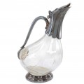 Elegant decantor modernist  elaborat în stil de inspirație Art Nouveau | alamă argintată & cristal | Franța cca.1960 