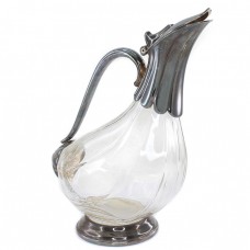 Elegant decantor modernist  elaborat în stil de inspirație Art Nouveau | alamă argintată & cristal | Franța cca.1960  Elegant decantor modernist  elaborat în stil de inspirație Art Nouveau | alamă argintată & cristal | Franța cca.1960