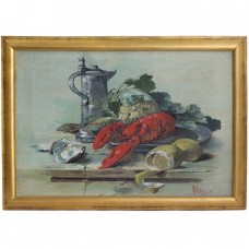 Pictură Elena (Helene) Bednarik | Natură moartă cu homar | semnat și datat 1903 Pictură Elena (Helene) Bednarik | Natură moartă cu homar | semnat și datat 1903