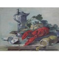 Pictură Elena (Helene) Bednarik | Natură moartă cu homar | semnat și datat 1903