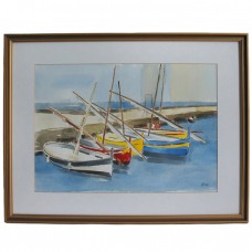 Pictură marină Florin Ferendino | Bărci catalane | semnată și datată 2005  Pictură marină Florin Ferendino | Bărci catalane | semnată și datată 2005
