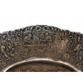 Bol Historismus din bronz argintat decorat cu scene de tavernă și petrecere | Germania -  secol XIX