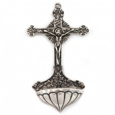 Crucifix din argint cu aspersorium pentru agheasmă | Italia | post-1969  Crucifix din argint cu aspersorium pentru agheasmă | Italia | post-1969
