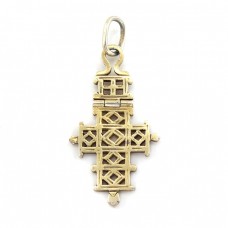 Pandant cruce coptică din argint înnobilat prin suflare cu aur galben | Etiopia cca. 1950  Pandant cruce coptică din argint înnobilat prin suflare cu aur galben | Etiopia cca. 1950