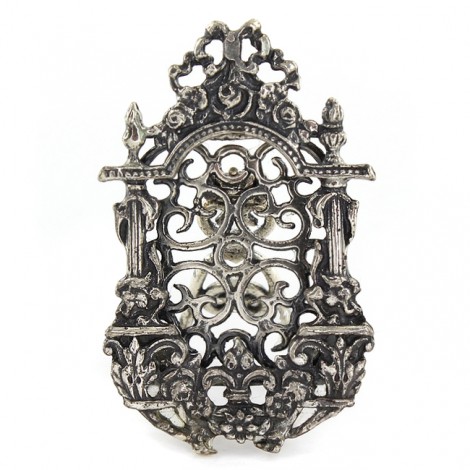 Ramă foto miniaturală din argint minuțios elaborată și decorată în stil Rococo 