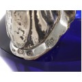 Bol pentru condimente rafinat stilizat sub forma unei lebede din argint & sticlă cobalt | atelier Agostini Mario | Firenze cca. 1960 