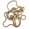 Colier religios din argint aurit accesorizat cu o cruciuliță intarsiată cu micromozaic venețian | Italia