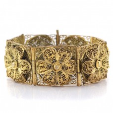 Opulentă brățară vintage manufacturată în argint filigranat și aurit | Italia cca. 1960 -1970 Opulentă brățară vintage manufacturată în argint filigranat și aurit | Italia cca. 1960 -1970