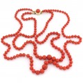 Colier double-strand de coral roșu de Sardinia & aur 14 K | cca. 1950 - 1970