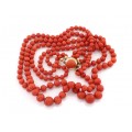 Colier double-strand de coral roșu de Sardinia & aur 14 K | cca. 1950 - 1970