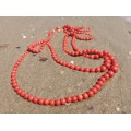 Colier double-strand de coral roșu de Sardinia & aur 14 K | cca. 1950 - 1970