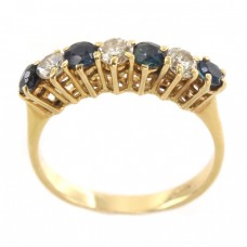 Inel Art Deco din aur 18 K decorat cu safire 0.50 CT și diamante naturale 0.37 CT  | Franța cca. 1940 - 1960 Inel Art Deco din aur 18 K decorat cu safire 0.50 CT și diamante naturale 0.37 CT  | Franța cca. 1940 - 1960