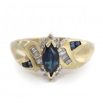  Inel retro-modernist din aur 14k decorat cu diamante și safire naturale | atelier JCM - London