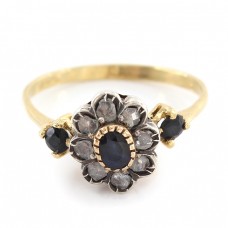 Inel victorian din aur 14 K și argint decorat cu safire și diamante naturale | atelier Veneto | cca. 1900 Inel victorian din aur 14 K și argint decorat cu safire și diamante naturale | atelier Veneto | cca. 1900