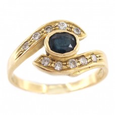 Inel Turbillon din aur 18 K decorat cu safir și diamante naturale | cca. 1960 Inel Turbillon din aur 18 K decorat cu safir și diamante naturale | cca. 1960