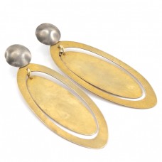 Cercei statement retro-modernști din argint aurit și patinat | atelier Filipponi Giuseppe | cca. 1970 Cercei statement retro-modernști din argint aurit și patinat | atelier Filipponi Giuseppe | cca. 1970