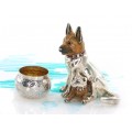 Miniaturi din argint câini Ciobănesc german | Mama & puiul | argint parțial emailat 