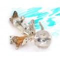 Miniaturi din argint câini Ciobănesc german | Mama & puiul | argint parțial emailat 
