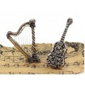 Miniaturi din argint cu tematică muzicală: Harpă și Chitară