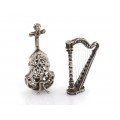 Miniaturi din argint cu tematică muzicală: Harpă și Violoncel