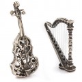 Miniaturi din argint cu tematică muzicală: Harpă și Violoncel