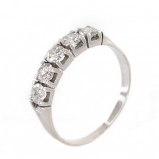 Inel Art Deco din aur alb 18 K decorat cu suită de 5 diamante naturale 0.75 CT | Marea Britanie cca.1940 Inel Art Deco din aur alb 18 K decorat cu suită de 5 diamante naturale 0.75 CT | Marea Britanie cca.1940