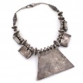 Vechi colier etnic indo-persan accesorizat cu amulete tawiz | manufactură în argint | Afganistan