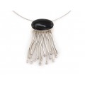 Colier choker cu pandant statement decorat cu onix negru natural |  manufactură în argint | Peru  cca. 1960 -1970