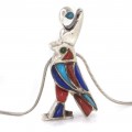 Colier vintage cu impresionantă amuletă egipteană | Horus | argint & intarsie de email 
