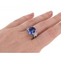 Inel cocktail din aur alb 18k decorat cu diamante naturale 0.90 CT & safir de sinteză | Italia 