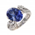 Inel cocktail din aur alb 18k decorat cu diamante naturale 0.90 CT & safir de sinteză | Italia 