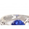 Inel cocktail din aur alb 18k decorat cu diamante naturale 0.90 CT & safir de sinteză | Italia 