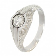 Inel bărbătesc Art Deco din aur alb 18K decorat cu diamant natural 0.42 CT | Franța cca. 1930 Inel bărbătesc Art Deco din aur alb 18K decorat cu diamant natural 0.42 CT | Franța cca. 1930