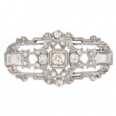 Broșă Art Deco din aur alb 18K decorată cu diamante naturale 2,85 CTW | diamant central 0.77 CT | Franța cca. 1920 - 1930 Broșă Art Deco din aur alb 18K decorată cu diamante naturale 2,85 CTW | diamant central 0.77 CT | Franța cca. 1920 - 1930