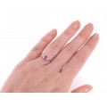 Inel din aur alb decorat cu safir roz natural 0.42 CT și briliante | Statele Unite
