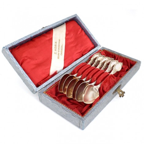 Serviciu de lingurițe din argint aurit | atelier  Lutz & Weiss pentru Z. Horia - Caracal | cca. 1910 - 1920