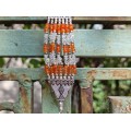 Brățară etnică indiană decorată cu granate portocalii și cristale de stâncă | Rajasthan 