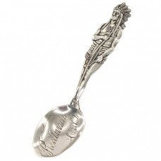 Linguriță din argint sterling decorată cu o căpetenie amerindiană | Redlands | atelier Shepard Mfg Co. cca. 1900 - 1920   Linguriță din argint sterling decorată cu o căpetenie amerindiană | Redlands | atelier Shepard Mfg Co. cca. 1900 - 1920
