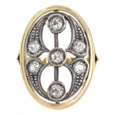 Inel Art Nouveau - Jugendstil din aur galben 18K și argint decorat cu diamante naturale 1.16 CT | Germania cca. 1900 - 1910 Inel Art Nouveau - Jugendstil din aur galben 18K și argint decorat cu diamante naturale 1.16 CT | Germania cca. 1900 - 1910