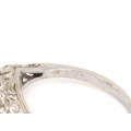 Inel de logodnă din aur alb 18K decorat cu diamant natural 0.56 CT | datat 1932 | Franța 