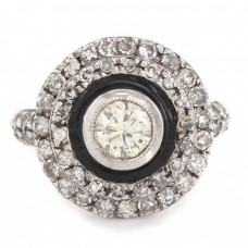 Inel Art Deco din aur alb 18K decorat cu diamante naturale 1.9 CTW | briliant central 0.56 CT | Franța cca. 1940 Inel Art Deco din aur alb 18K decorat cu diamante naturale 1.9 CTW | briliant central 0.56 CT | Franța cca. 1940