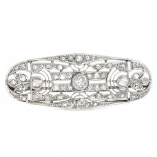 Broșă Art Deco din aur alb 18K și platină cu diamante naturale 0.80 CTW | Franța cca. 1925 Broșă Art Deco din aur alb 18K și platină cu diamante naturale 0.80 CTW | Franța cca. 1925