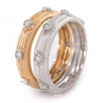 Pereche de inele Companions din aur alb și aur roz 18K decorate cu diamante naturale | Italia anii 2000