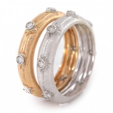 Pereche de inele Companions din aur alb și aur roz 18K decorate cu diamante naturale | Italia anii 2000 Pereche de inele Companions din aur alb și aur roz 18K decorate cu diamante naturale | Italia anii 2000