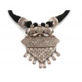 Impresionant colier etnic Banjara accesorizat cu amuletă Tawiz | manufactură în argint & bumbac natural | Rajasthan