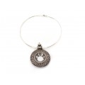 Colier choker din argint cu amuletă Mandala | manufactură de atelier indian | a doua jumătate a secolului XX